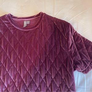 pink/maroon heavy quilted velvet shirt